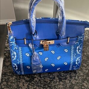 Blue Patterned Women's Handbag